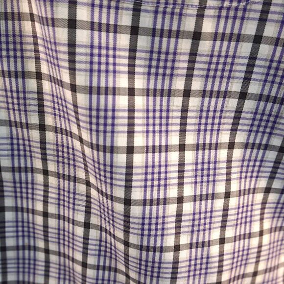 Peter Millar Shirt Mens XL Long Sleeve Button Purple Stipe Check Cotton Casual - Picture 5 of 10